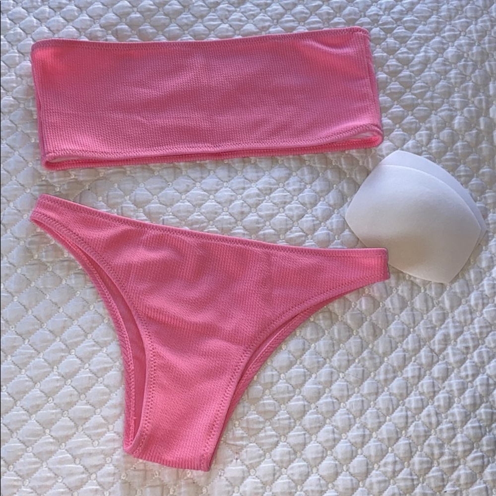 NEVER WORN, rose swimsuits bandeau bikini